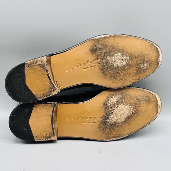 Salvatore Ferragamo Shoes Mens 9 Black Leather Loafers Classic Slip On Comfort main image 4